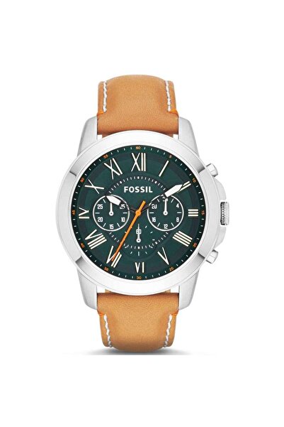 Fossil ساعة رجالية كوارتز بسوار جلدي ومينا أخضر مقاس 44 مم FS4918