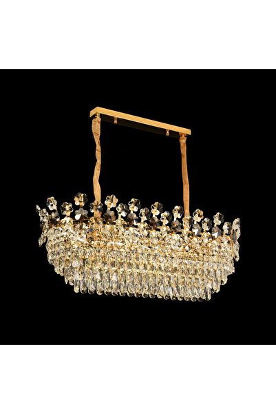 ALC-Shop Candelabru Cristal CC6705/900X350GD 9x E14, Diametru 90cm, Auriu Lucios, Inaltime Reglabila