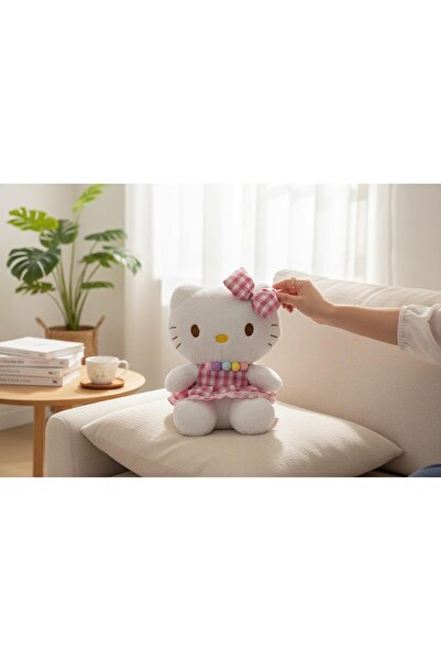 onestophube 40 cm Hello Kety Yumuşacık Tüylü Kıyafetli Peluş Oyuncak Uyku Ark...