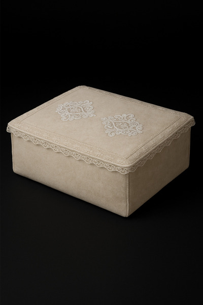 Teksev Narcissus Velvet Lace Large Size Bag (60X40X20 cm) Dowry Bag Engagement Wedding Bridal Bag