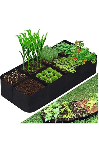 Generic حوض زراعة مرتفع من القماش، سعة 128 جالون، كيس زراعة مستطيل غير منسوج بثمانية ثقوب