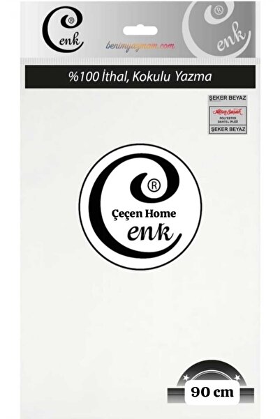 ÇEÇEN HOME وشاح قطني عالي الجودة بطول 90 سم مع نقش مطرز بلون أبيض سكري معطر