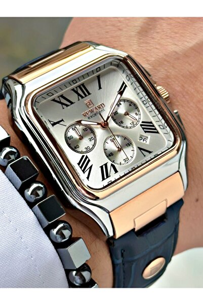 Reward Lacivert Renk Kare Fonksiyonlu Orjinal Kilit Deri Kordon Erkek Kol Saa...