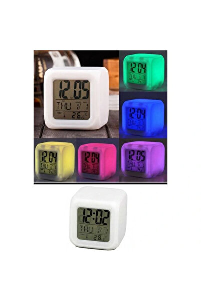 Twin Store ساعة رقمية مكعبة مع منبه متغير اللون