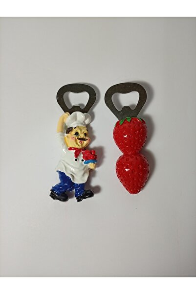 Magnet Aşçı Tasarımlı ve Çilek Tasarımlı Açacak 2li Set Hediye İçin Uygun Mag...