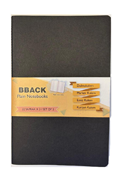 BBACK مجموعة من 3 دفاتر سادة 110 جرام. دفتر ملاحظات بغلاف من الورق العاجي غير...
