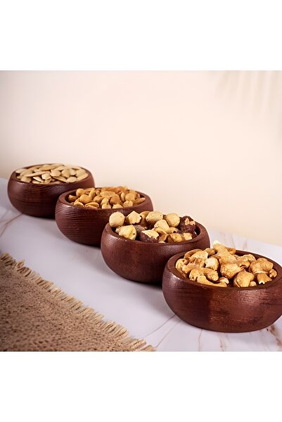 Darga Wood Shop 4 lü Ceviz Çerez Tabağı Küçük