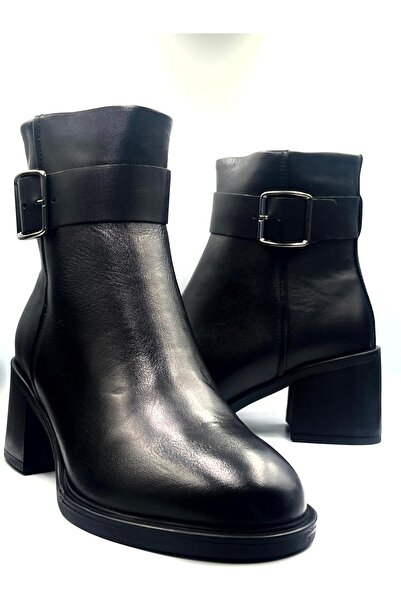 Devicov Botine Damă din Piele Naturală cu Toc Gros – Design Elegant, Cataramă...