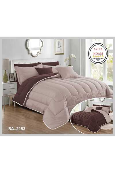 FABRIC Plain double duvet. 10 pieces. Two sides in brown and dusty rose, prov...