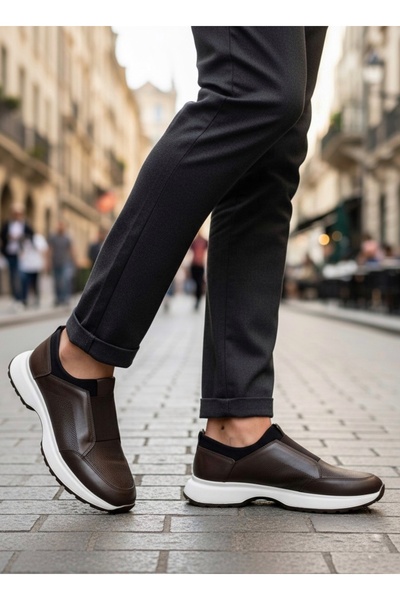 BOA Ba0244 Genuine Leather Inside and Outside with Straps Comfortable Sole Casual Brown Men's Shoes