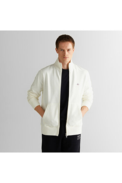 Gant Erkek Beyaz Regular Fit Fermuarlı Sweatshirt