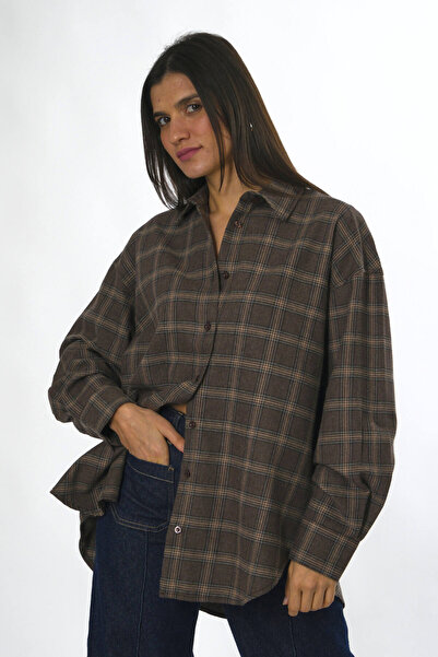 ABBRA Women's Oversize Plaid Shirt
