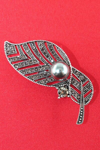 KEEBA Mist inci yaprak broşu, Lüks kristal taşlı eskitme gümüş kadın yaka iğnesi