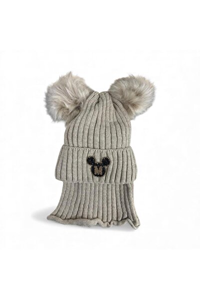 OEM Knitted Hat and Scarf Set, Polar Lining, Minnie Mouse Rhinestone Print, 6-11 Years
