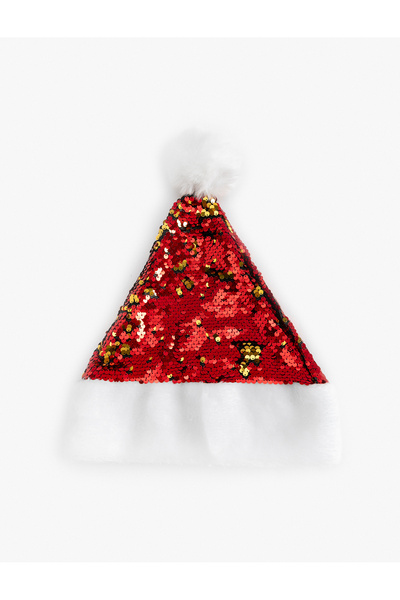 Koton Pullu Payet Detaylı Ponponlu Yılbaşı Şapkası