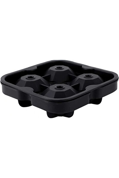 Epilons 1 Piece Diamond Shaped 4-Piece Ice Mold with Lid Silicone Cocktail Co...