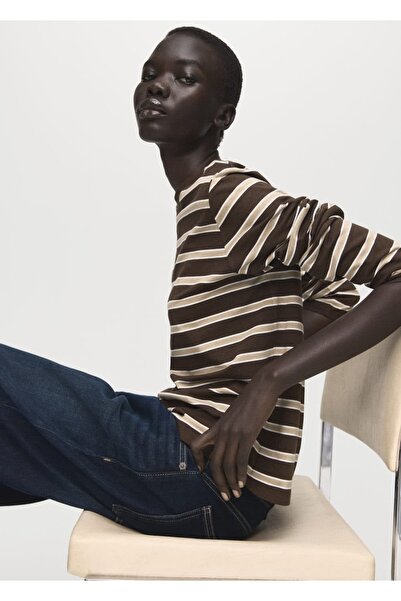 MANGO Woman Uzun kollu çizgili tişört