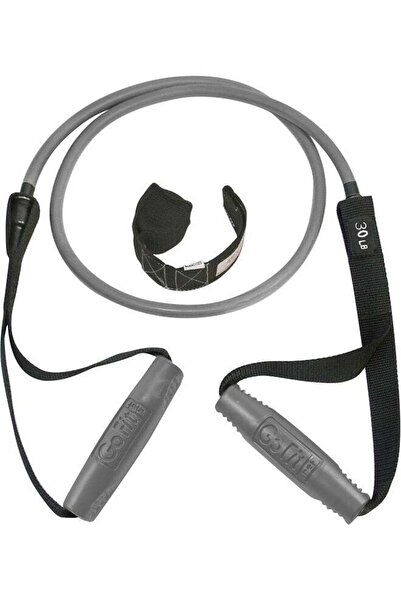 Generic GoFit Resistance Tubes/Bands with Door Anchor and Training Guide, 30 lb, Silver