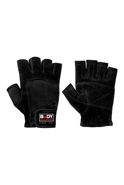Generic Body Sculptor Black Leather Weightlifting Gloves P25 - Medium Size
