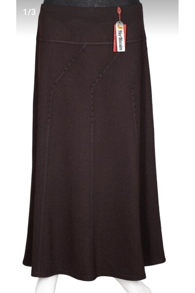 HESNA Kadın Seher Kışlık Büyük Beden Taşlı Astarsız Lastikli Siyah Etek