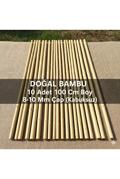 TROPİKYUM DOĞAL BAMBU 10 Adet 100 Cm Boy 8-10 Mm Çap (Kabuksuz)