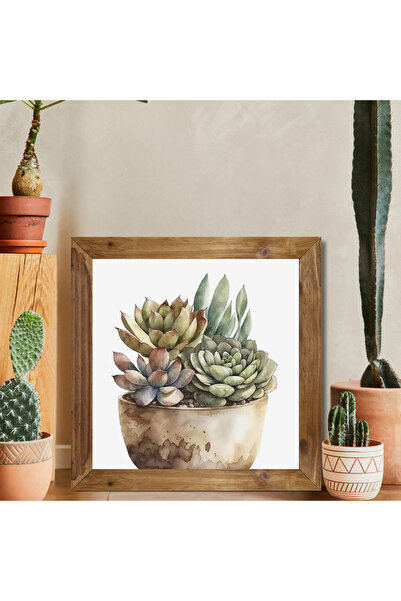 Tuba Decor Tablou pătrat cu rama din lemn, ceașcă și floare