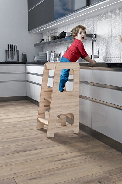 Saatistan Colorful Wooden Learning Tower, Fun and Developmental Toy