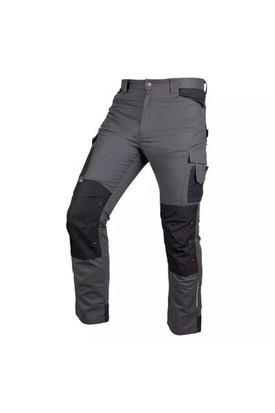 NEO Work trousers, polyester and cotton, with knee reinforcements, Mix&Match model, gray, orange