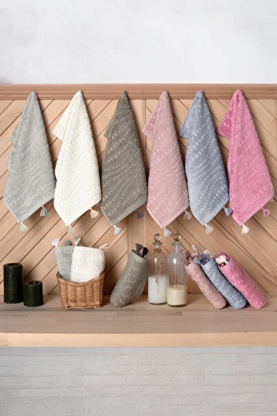 Bersay Eliz 6-Piece 30X50, 100% Cotton, Tasseled Kitchen & Hand Towel Set – S...