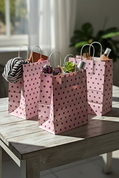 Pusula Marketim حزمة من 25 كيسًا من الكرافت ذو مقبض حلزوني باللون الأرجواني -...