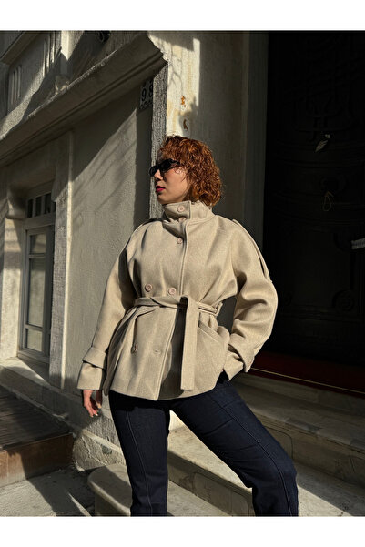 Bak'ap Mock Neck Cashmere Jacket with Premium Tie Detail