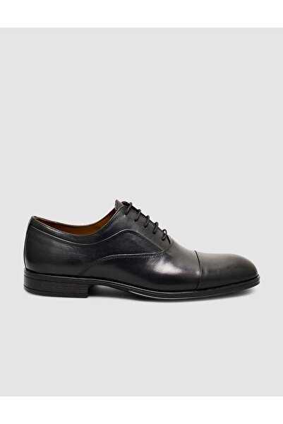Cabani 100% Genuine Leather Embroidered Black Men's Classic Shoes
