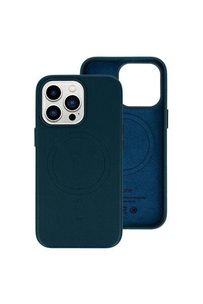 OEM Husa piele MagSafe iPhone 16 Pro albastra