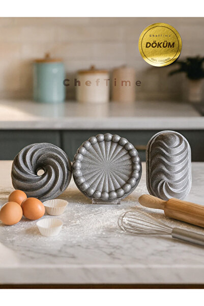 CHEFTİME 3’lü Tart&Rüzgar&Baton Kek Kalıbı | Gri
