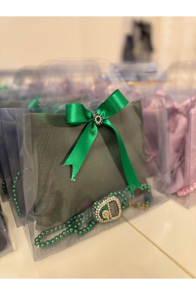 Azra 10’lu Paket Kadın Umre, Hac Hediyelik Seti, Pamuk Tülbent,Cam İnci,Taşlı Zikirmatik