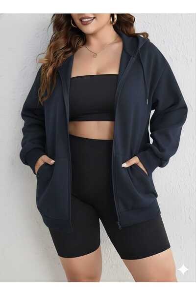 Karatopak Unisex Kangaroo Pocket Oversize Hooded Zippered Sweatshirt / Cardigan