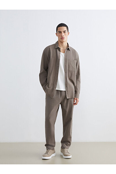 LC Waikiki Ανδρικό λινό παντελόνι XSIDEBeige με ελαστική μέση, χαλαρή εφαρμογή