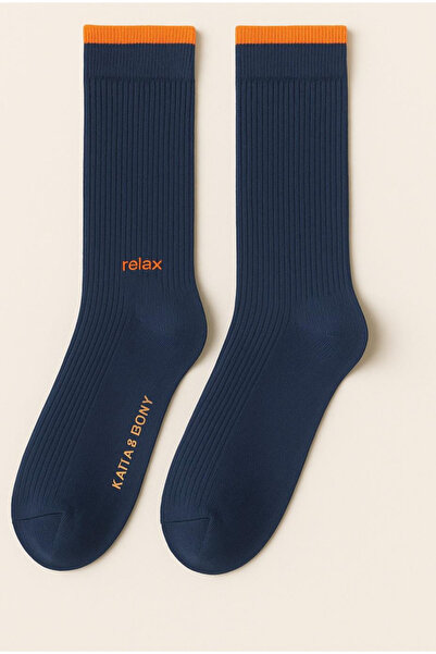 Katia&Bony جوارب رجالي ريلاكس مطبوع سوكيت باللون الأزرق الداكن