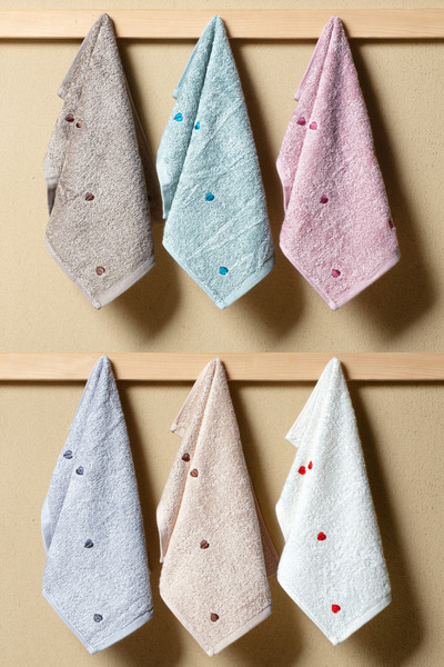 Bersay طقم مناشف مطبخ ويد من لينا، 6 قطع، 30×50 سم، 100% قطن بامبو، مطرز – ناعم، ماص ومتين