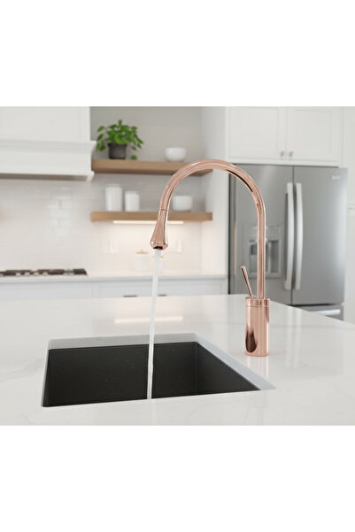 EMFA AKSESUAR Copper Kitchen Faucet - Rose Gold Sink Faucet - Copper Sink Faucet