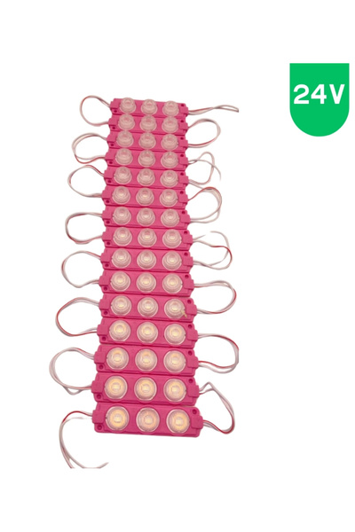 POWERR LED AYDINLATMA 10 Adet 24 Volt 3 Watt 3 Lensli Pembe 3030 SMD Led Modü...