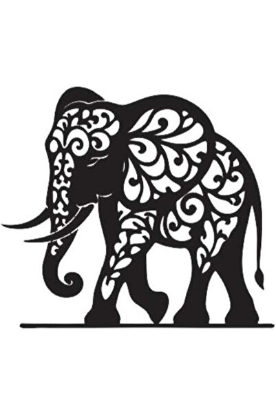 Mirfa Wooden Wall Art With Self Adhesive Base - Black (Elephant)