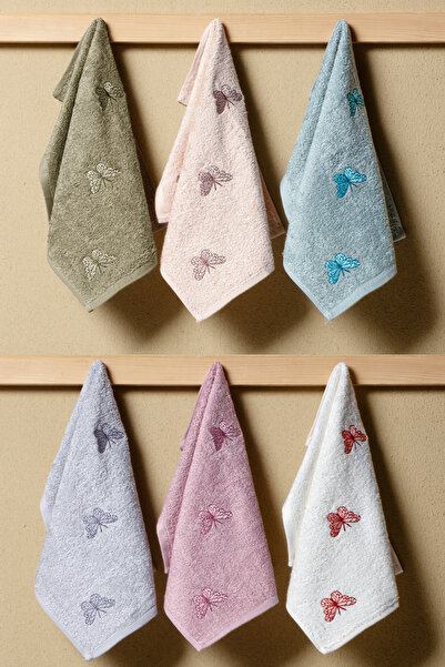 Bersay Lina 6-Piece 30X50, 100% Cotton Bamboo, Embroidered Kitchen & Hand Tow...