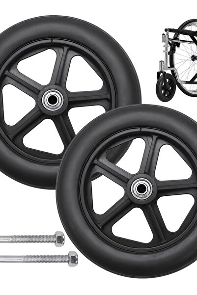 Generic 2 PCS 8" Wheelchair Front Wheel Replacement with 5/16" (8mm) Metal Be...