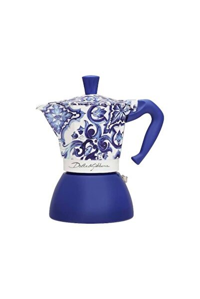 Bialetti stovetop espresso maker, aluminum, blue/white - 6 cups