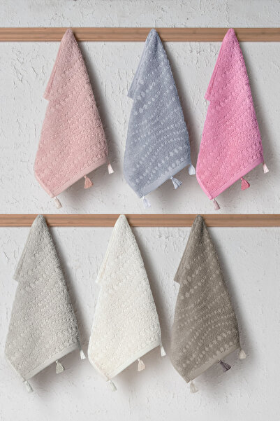 Bersay Eliz 6'lı 30x50, %100 Pamuk, Püsküllü Mutfak & El Havlu Seti – Yumuşak...