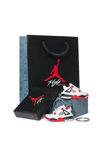 JORDAN 4 Retro Fire Red Keychain Set, Box and Bag