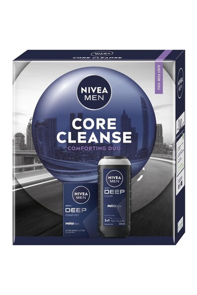 NIVEA Men's Gift Box Men Core Cleanse, After Shave, Shower Gel 250 ml
