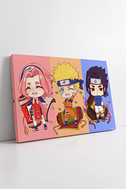 KOSS Dijital Naruto Chibi Triple Canvas Painting Sakura Sasuke Anime Illustra...