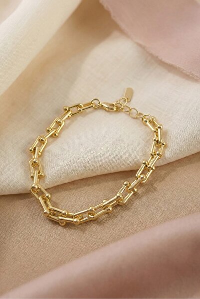 Lorivelle سوار من الفولاذ على شكل حرف U من طراز تيفاني - تصميم عصري بلون ذهبي